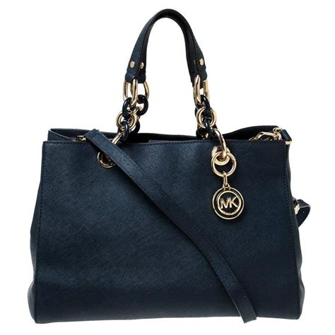 michael kors cynthia tote navy|MICHAEL Michael Kors Navy Blue Saffiano Leather Cynthia Tote .